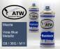 Preview: Mazda, Vista Blue Metallic, G9 / 36G / M11: 400ml Sprühdose + 400ml Klarlack - Set, von ATW Autoteile West.